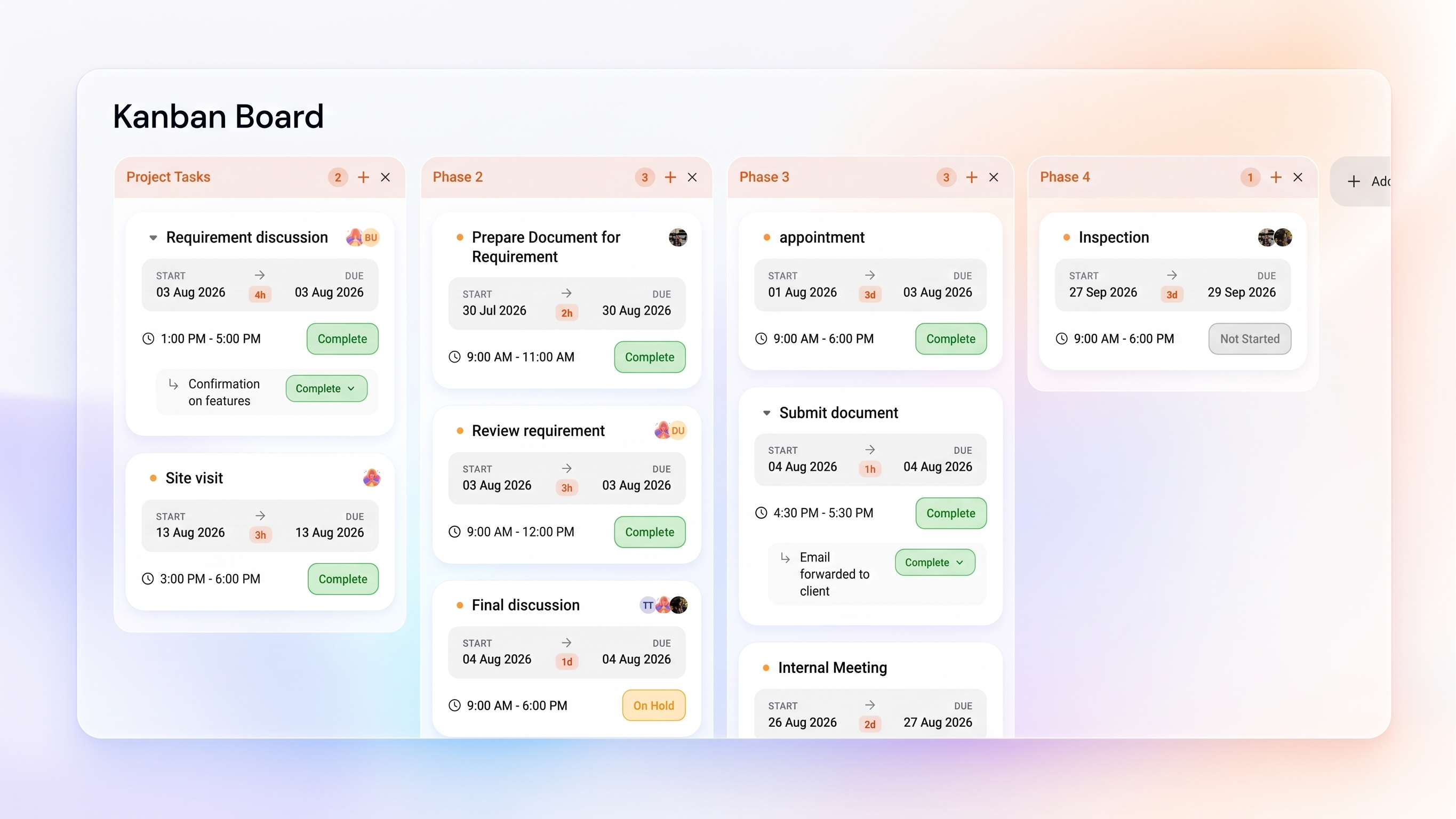 Kanban Board Interface